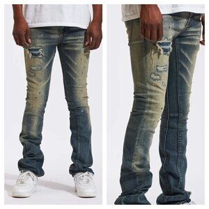 NWT Crysp Denim Arch Straight Jeans Distressed Dark Wash Men's Size 38